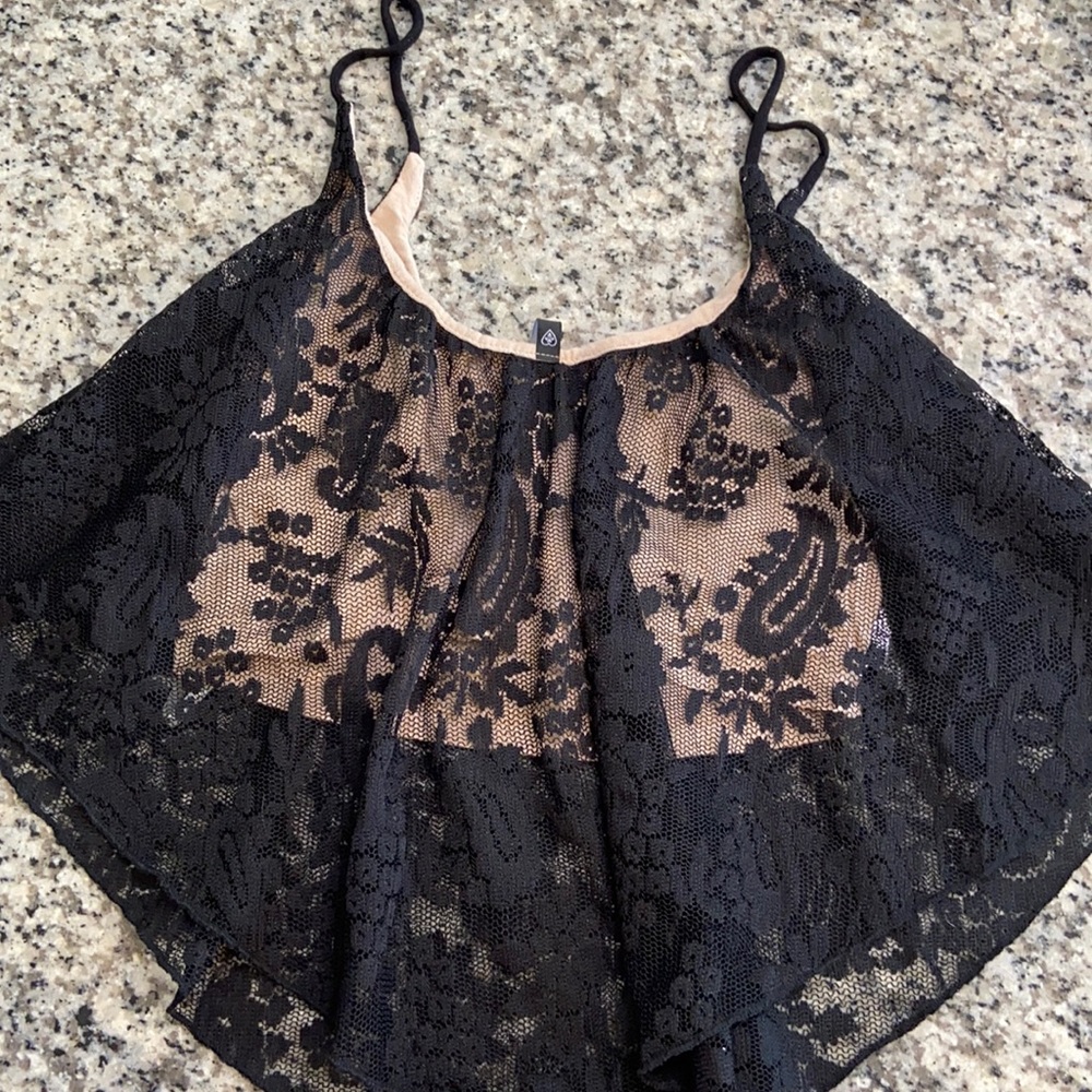 Love Culture Black Lace Crop Top